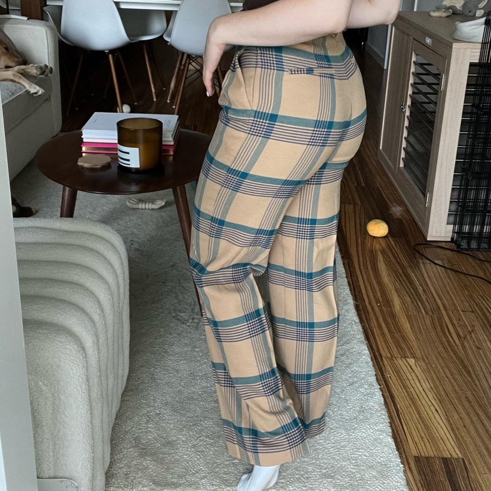 Aritzia Tweed Effortless Pant - Green/Tan plaid